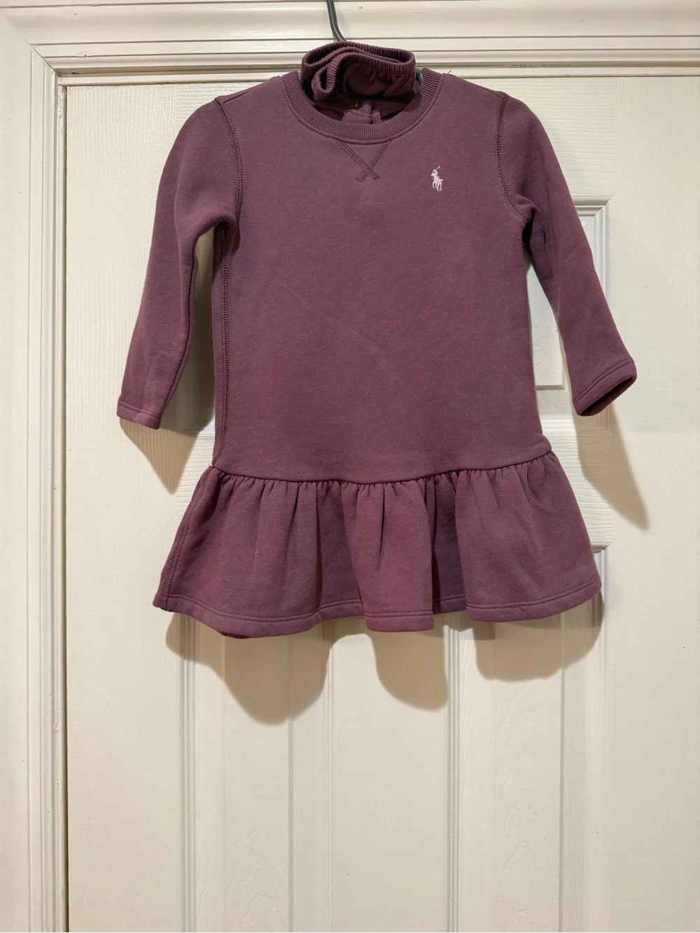 Ralph Lauren Girls' Mauve Ruffle-Hem Sweatshirt Dress